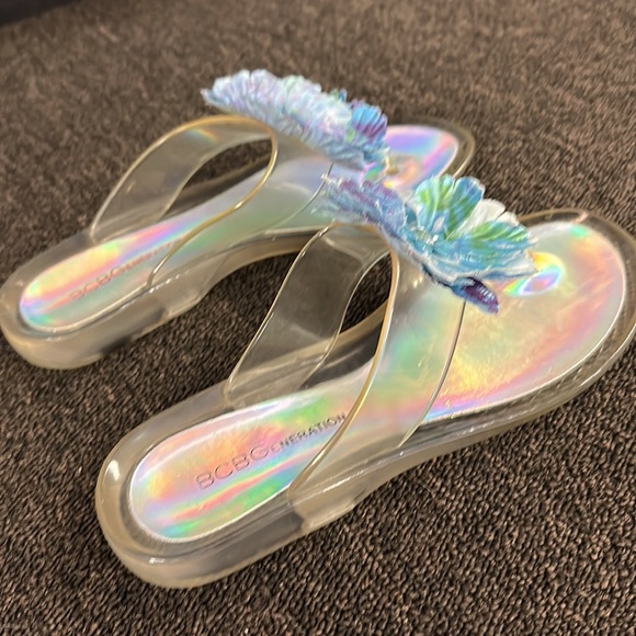 Blue Abstract Flower Flutter Blouse + Sandals *SET* - Picture 11 of 16